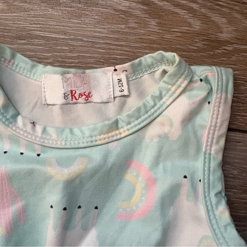 Mila & Rose Llama Romper With Pom‎ Pom Trim - Picture 3 of 3